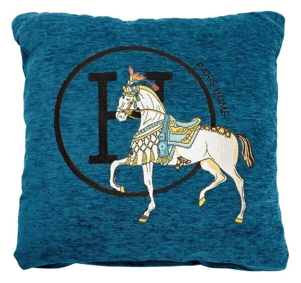 King Home Paris Home Lovas Díszpárna Zsenília Kék Elegáns