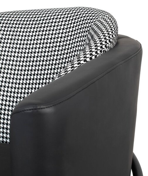 King Home Gubi Modern Fotel Műbőr Fekete-Fehér Pepita Arany Díszítéssel