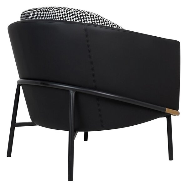 King Home Gubi Modern Fotel Műbőr Fekete-Fehér Pepita Arany Díszítéssel
