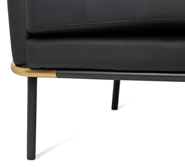 King Home Gubi Modern Fotel Műbőr Fekete-Fehér Pepita Arany Díszítéssel