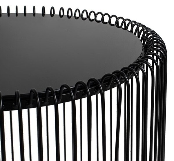 KARE Wire Fekete Üveglapos Dohányzóasztal Szett 44 cm