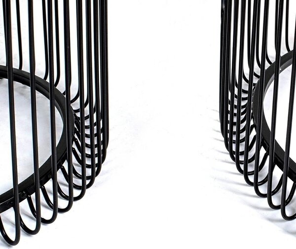 KARE Wire Fekete Üveglapos Dohányzóasztal Szett 44 cm