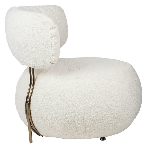 King Home Low Teddy Fotel Fehér Plüss Kényelmes