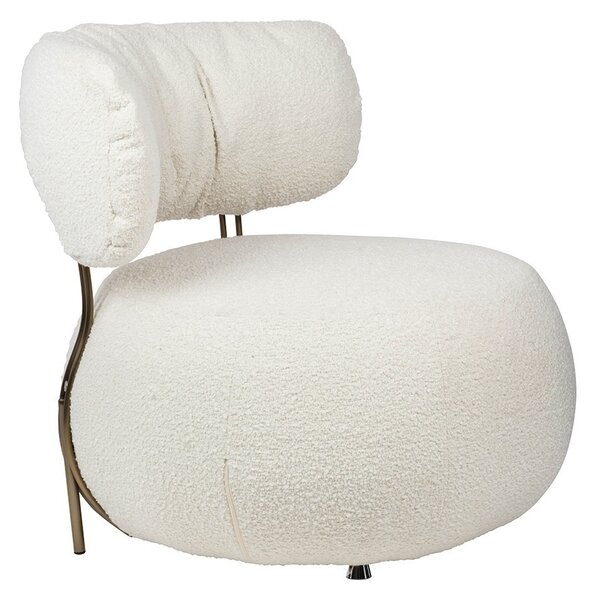King Home Low Teddy Fotel Fehér Plüss Kényelmes
