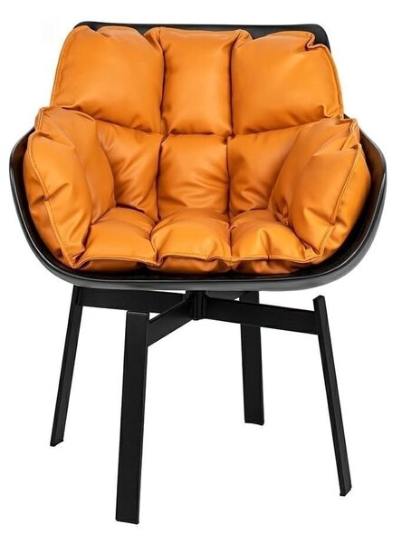 King Home Shiba Forgószék Üvegszálas Műbőr Fekete-Konyak Modern