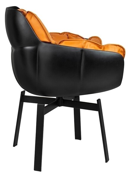 King Home Shiba Forgószék Üvegszálas Műbőr Fekete-Konyak Modern