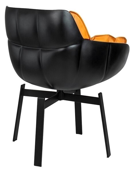 King Home Shiba Forgószék Üvegszálas Műbőr Fekete-Konyak Modern