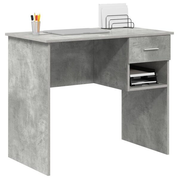 Íróasztal tárolóval beton szürke 90x49.5x75 cm Mérnöki fa