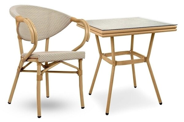 King Home Bistro Paris Karfás Szék Világosbarna Rattan