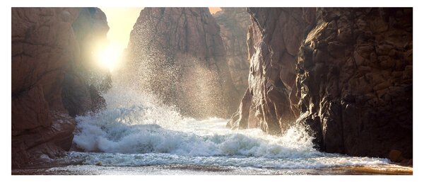 Kép - Az óceán sziklái és hullámai (120x50 cm)