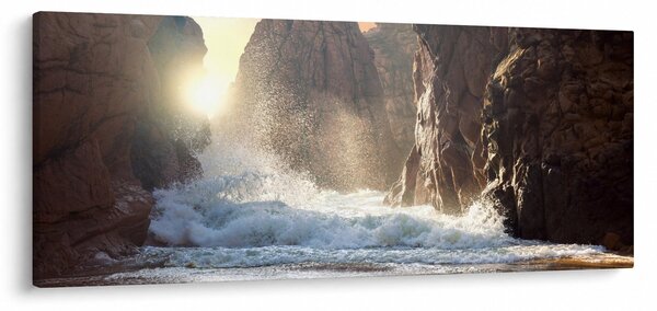 Kép - Az óceán sziklái és hullámai (120x50 cm)