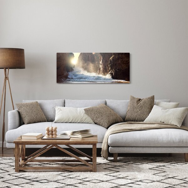 Kép - Az óceán sziklái és hullámai (120x50 cm)