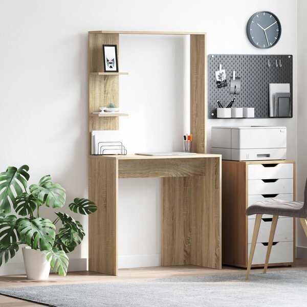 Asztal polcokkal Sonoma tölgy 78,5 x 37 x 154,5 cm Faanyag