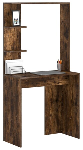 Asztal polcokkal Füstölt tölgy 78,5 x 37 x 154,5 cm Faanyag