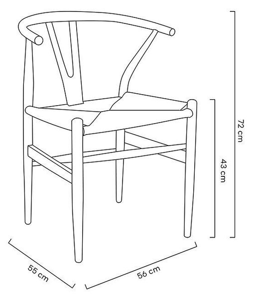 King Home Wishbone Bükkfa Szék Természetes Rostfonással Fekete
