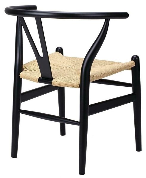 King Home Wishbone Bükkfa Szék Természetes Rostfonással Fekete