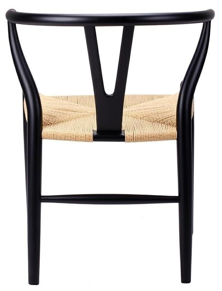 King Home Wishbone Bükkfa Szék Természetes Rostfonással Fekete