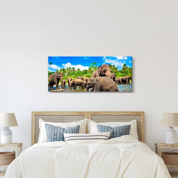 Kép - Elefántok, Sri Lanka (120x50 cm)