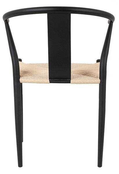 King Home Wishbone Metal Szék Természetes Fonott Ülőfelülettel Fekete