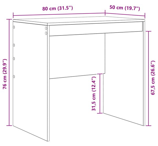 Íróasztal Füstölt tölgy 80x50x76 cm Összeszerelendő fa