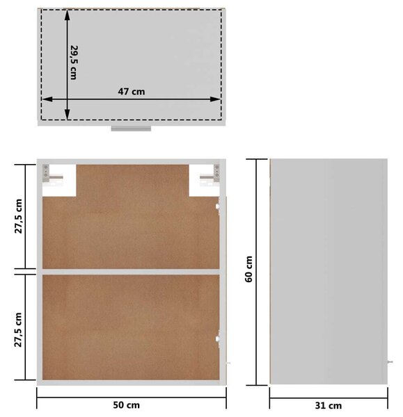 VidaXL Függőszekrény - 2 db - Fehér - 50x31x60 cm