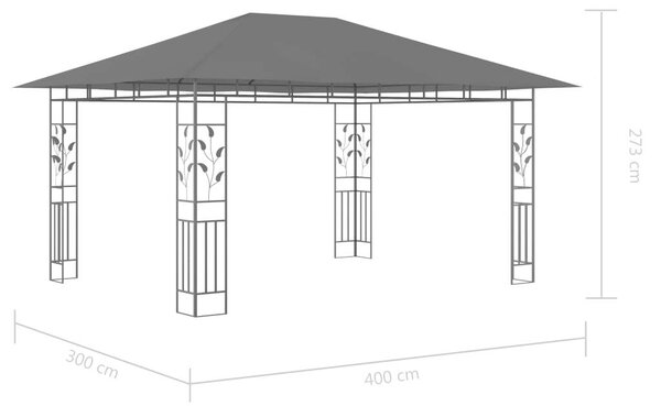 VidaXL Kerti Pavilon - 4x3m - Szúnyoghálóval és LED Fényfüzérrel