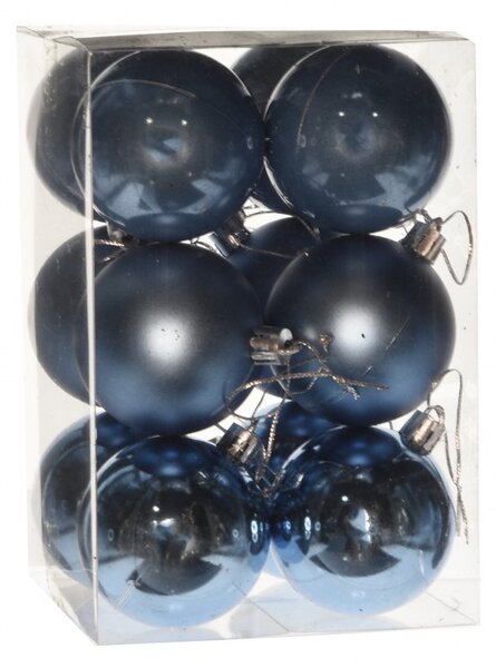 Kék műanyag karácsonyi gömb szett 12x6cm