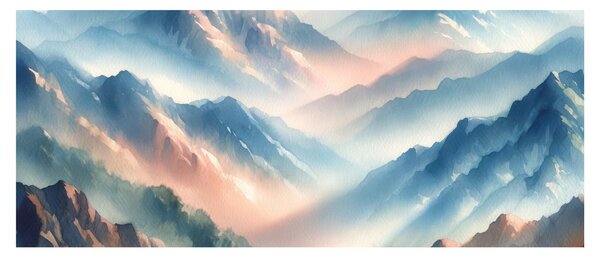 Kép - Akvarell hegyek (120x50 cm)