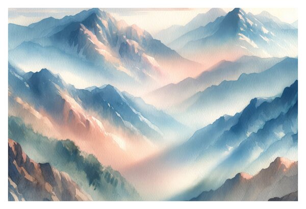Kép - Akvarell hegyek (90x60 cm)