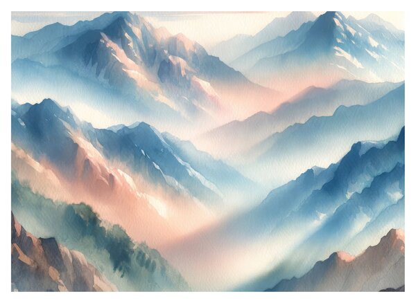Kép - Akvarell hegyek (70x50 cm)