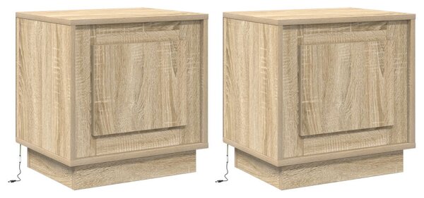 Éjjeliszekrény 2 db Sonoma tölgy 44 x 34,5 x 45 cm Szerelt Fa
