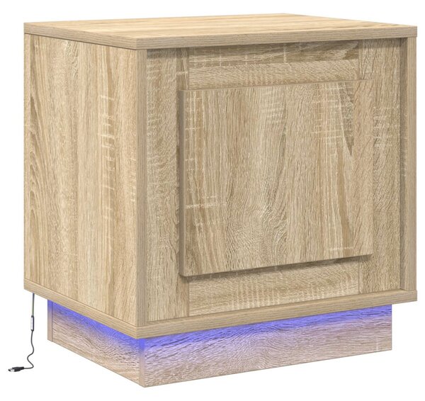 Éjjeli Asztal LED Fényekkel Sonoma Tölgy 44x34,5x45 cm
