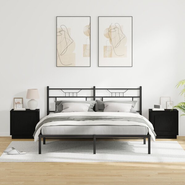 Éjjeliszekrény 2 db Fekete 44 x 34,5 x 45 cm Szerelt Fa