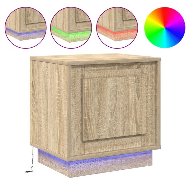 Éjjeli Asztal LED Fényekkel Sonoma Tölgy 44x34,5x45 cm