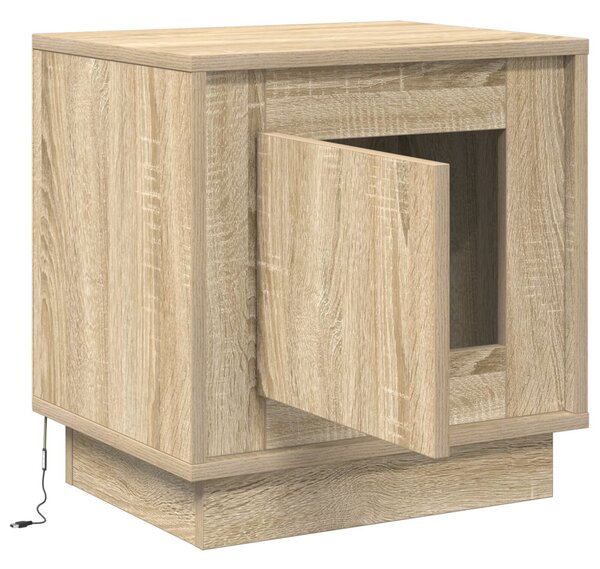 Éjjeli Asztal LED Fényekkel Sonoma Tölgy 44x34,5x45 cm