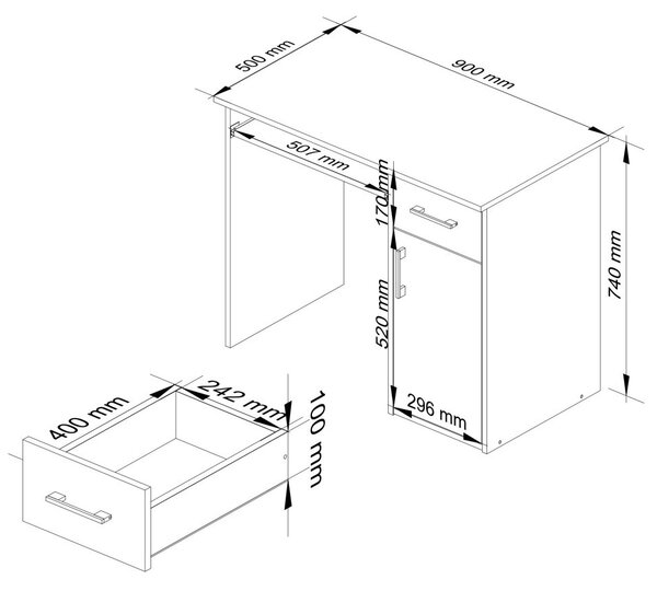 AKORD PIN Kompakt Íróasztal Laminált Wenge