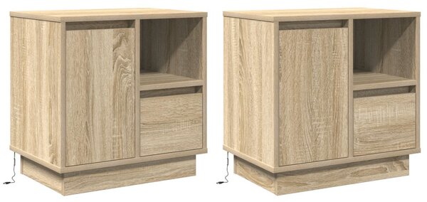Éjjeliszekrény 2 db Sonoma tölgy 50 x 34,5 x 50 cm Szerelt fa