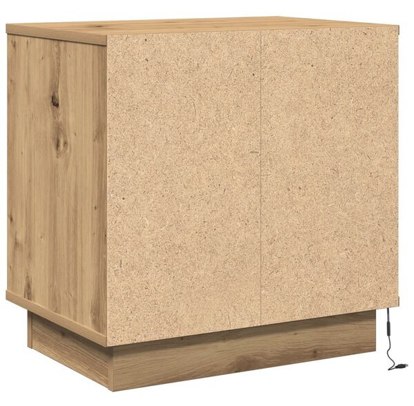 Éjjeli Asztal LED világítással, Kézműves tölgy 50x34,5x50 cm