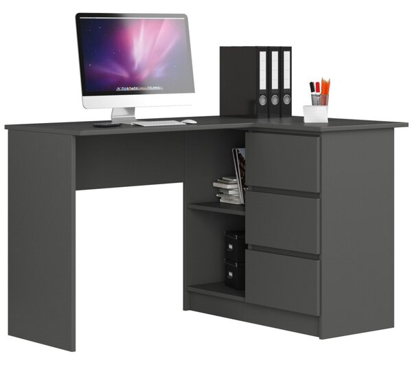 AKORD CLP B16 Sarok Íróasztal Laminált Grafitszürke