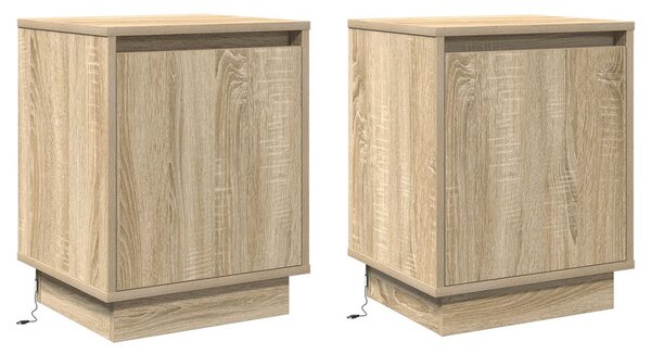 Éjjeliszekrény 2 db Sonoma tölgy 39 x 34,5 x 50 cm Szerelt fa