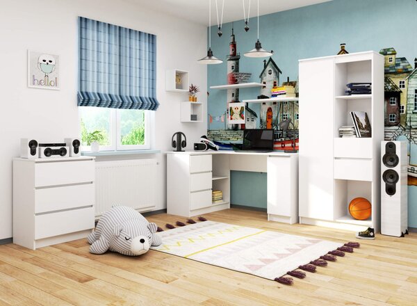 AKORD CLP B20 Balkezes Sarok Íróasztal Laminált Fehér