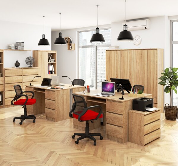 AKORD CLP A-11 Számítógépasztal Laminált Sonoma Tölgy 6 Fiókos
