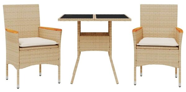 VidaXL Kerti Étkezőgarnitúra - 3 részes - Bézs Polyrattan