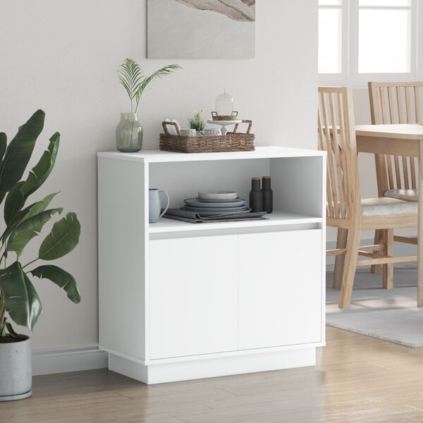 LED tálaló LED -es lámpákkal Fehér 71 x 34,5 x 75 cm Faanyag