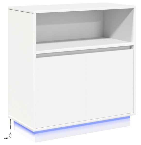 LED tálaló LED -es lámpákkal Fehér 71 x 34,5 x 75 cm Faanyag