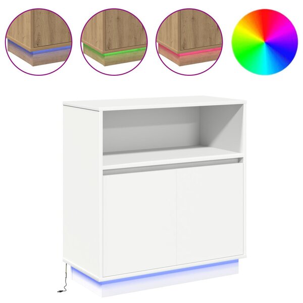LED tálaló LED -es lámpákkal Fehér 71 x 34,5 x 75 cm Faanyag