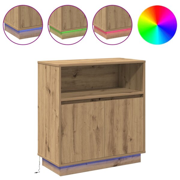 LED-es oldalbordó Artisan tölgy 71x34,5x75 cm Műszaki fa