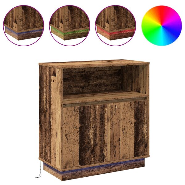 LED tálaló LED -es lámpákkal Öreg fa 71 x 34,5 x 75 cm Faanyag
