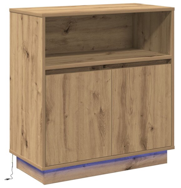 LED-es oldalbordó Artisan tölgy 71x34,5x75 cm Műszaki fa