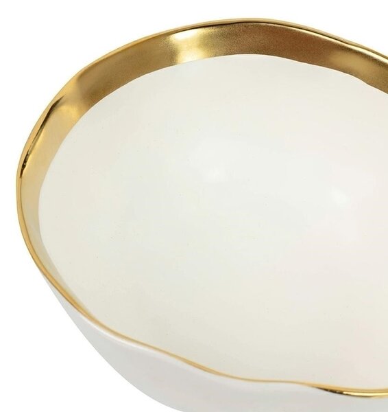 KARE Bell Porcelán Tál Fehér-Arany 15cm